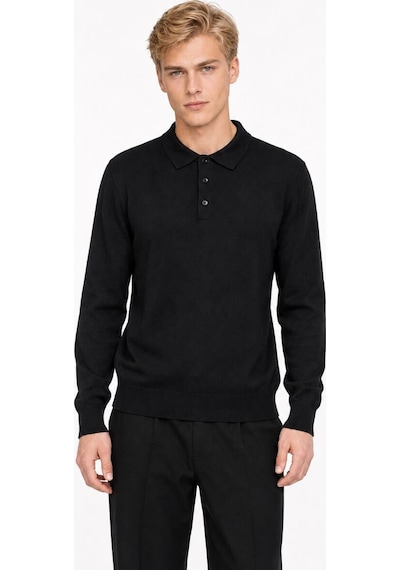 Loft Erkek Siyah Regular Fit Polo U.kol Lf2043741 Q1.v1