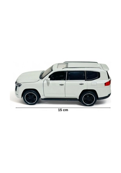 1:32 Metal Çek Bırak Lüks Arazi Aracı Toyota Land Cruiser Model Oyuncak Araba - Sesli Işıklı Beyaz