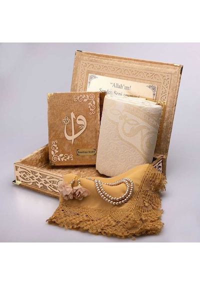 Raşel Kutulu, Kuran Hediye Seti Orta Boy, Gold, Elif-vav