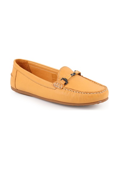Libero L081.25701 Antik Görünümlü Metal Toka Detaylı Esnek Termo Taban Kadın Loafer Sarı