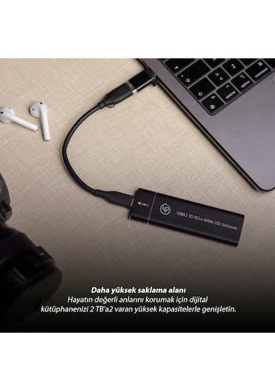 NPO DK02 NVMe M.2 USB-A Type-C Kablolu Taşınabilir Harici SSD Boş Kutu