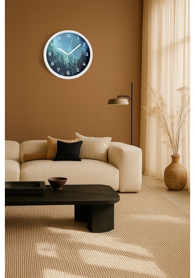 Soyut Gece Görüşü Modern Duvar Saati - 42cm - Önü Camlı Beyaz Kasa - Sessiz Mekanizma-jh0840 Beyaz