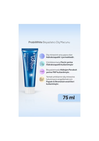 Probiwhite Beyazlatıcı Diş Macunu-pap Teknolojili,mikro Hidroksiapatit+enzim Formül,vegan - 3'lü Paket