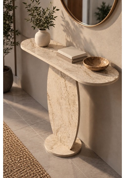 Sulorahome Modern Traverten Dresuar Konsol Masası