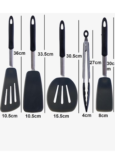 Valletta Donatella 5'li Spatula Set Siyah