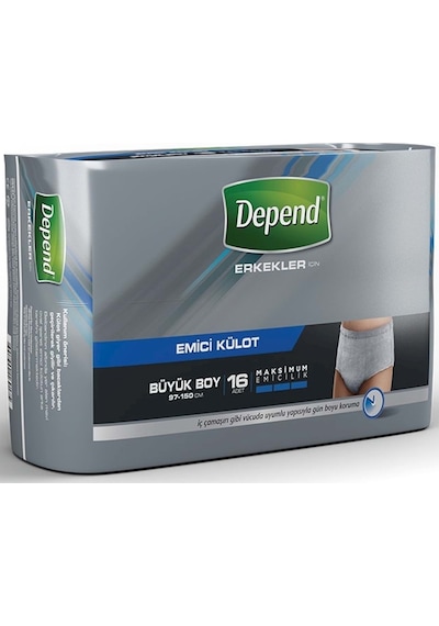 Depend Emici Külot Erkek Hasta Bezi Büyük Boy L 3 x 16'lı