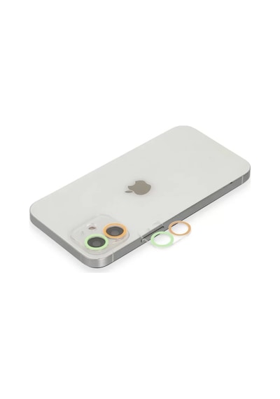 Newface Apple iPhone Uyumlu 12 Renkli Kamera Lens Koruma Cam - Turuncu-yeşil Şeffaf