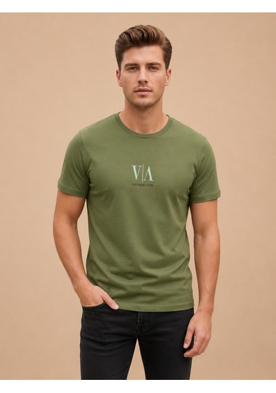 Vogoss Actıon Baskılı Erkek T-shırt 62494-30010 Olive Drab