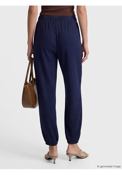 Lcwaıkıkı Basic Lacivert Beli Lastikli Çizgili Kadın Jogger Pantolon