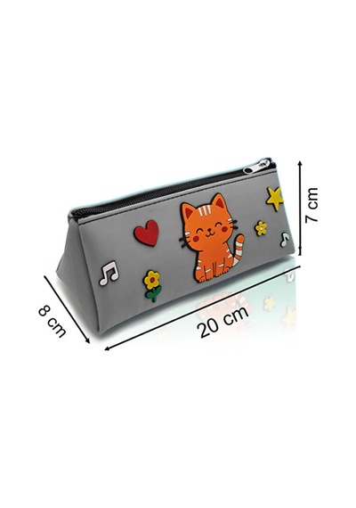 Kedi Tasarımlı PVC Kalem Kutusu – Dayanıklı Silikon Yapı, Çocuklar için Şık ve Pratik Okul Kalemlik
