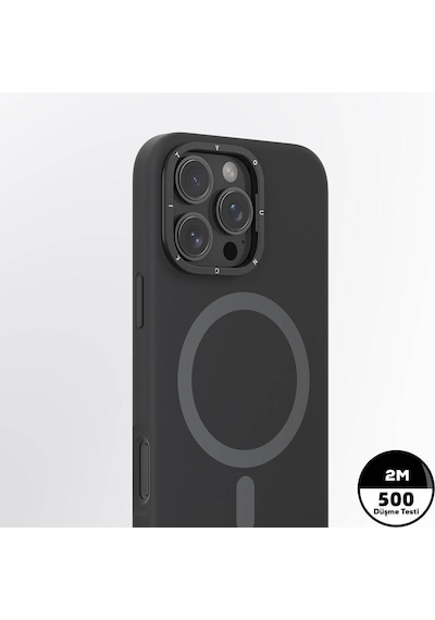 Apple iPhone 16 Pro Max Kılıf Kamera Standlı Magsafe Şarj Özellikli Youngkit Bitty Cream Siyah