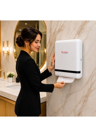 Mulpex Z Katlama Kağıt Havlu Dispenseri Beyaz 400 Yaprak Kapasiteli Abs Duvar Tipi