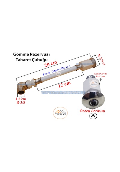 Gömme Rezervuar Asma Klozet Taharet Çubuğu Küresel Esnek 20 Cm Beyaz