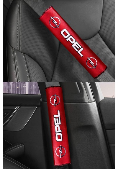 Opel Logolu Kırmızı Dijital Baskılı Emniyet Kemer Pedi 2 Li Konforlu Araç Kemer Kılıf Seti