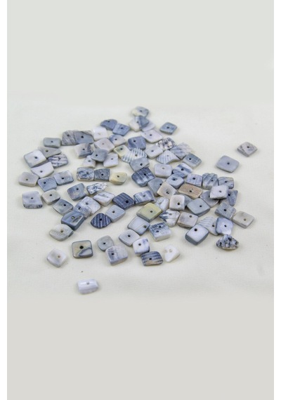 Gri Desenli Düz Doğal Taş Boncuk 8-10 Mm Boyutlarında 25 Gram Yaklaşık 100 Adet