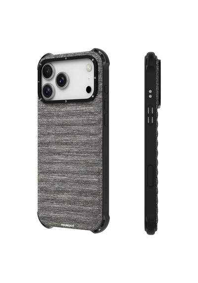 Apple Uyumlu iPhone 17 Pro Max Kılıf M-safe Şarj Özellikli Youngkit Canvas Serisi Kapak Gri Gri