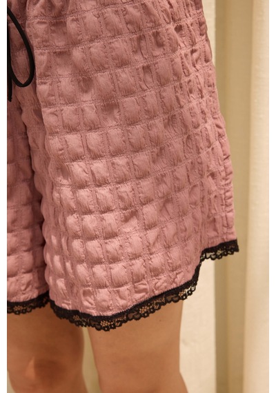 Mai Collection Celeste Dantel Detay Açık Bordo Crop Şort Takım