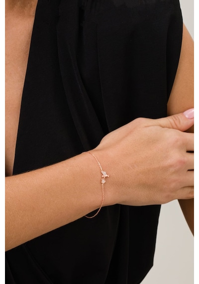 Zirkon Taşlı Rose Aşk Meleği Eros Minimal Gümüş Bileklik Sa00034