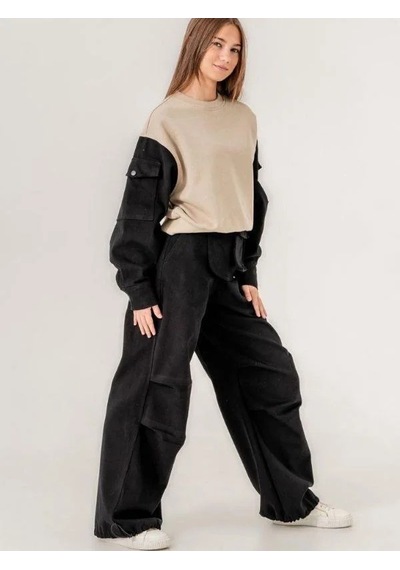 Kız Çocuk Gabardin Kol 2 İplik Sweatshirt-15170 Haki Kız Çocuk Gabardin Kol 2 İplik Sweatshirt-15170 Haki