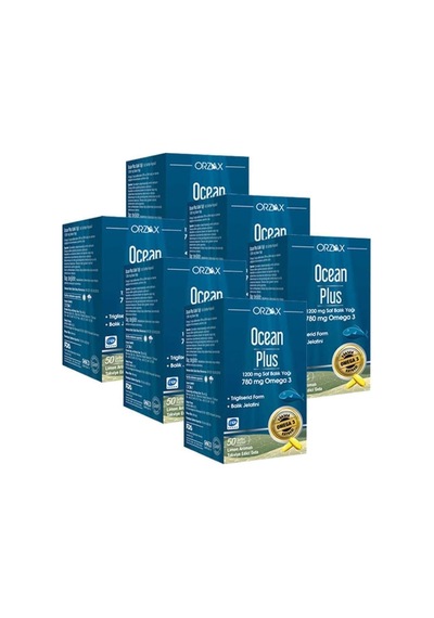 Orzax Ocean Plus Balık Yağı, 1200 Mg, 780 Mg Omega 3, 50 Kapsül, 6 Adet