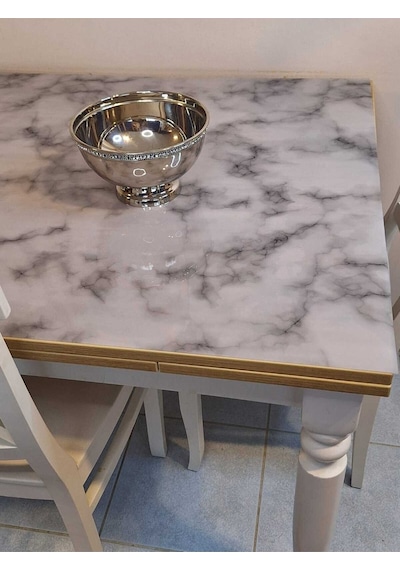 Kalın Pvc Masa Koruyucu 1.2 Mm Mika Örtü, 80 Cm En, Mermer Desen 32pvc-mrm11 Gri