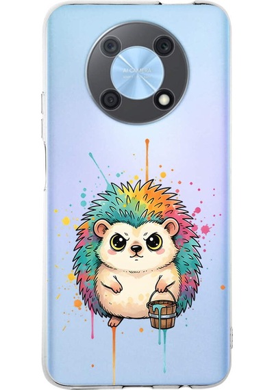 Huawei Nova Y90 İle Uyumlu Splash Kirpi Tasarımlı Şeffaf Silikon Kılıf Şeffaf