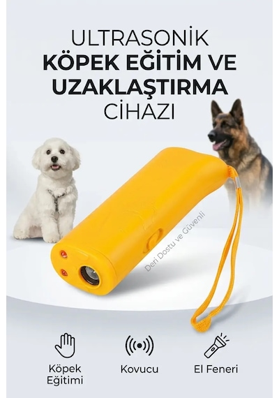 Bay Köpek Kovucu Ultrasonik Eğitim Cihazı Led Fenerli Taşınabilir Sarı Yardımcı Ürün Najmaddin