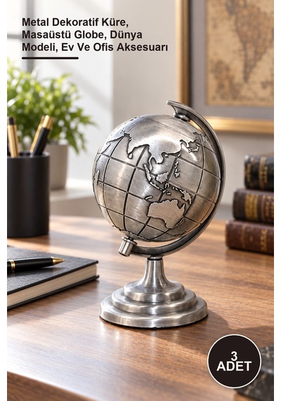 3 Adet Metal Dünya Küre Metal Dekoratif Küre, Masaüstü Globe, Dünya Modeli, Ev Ve Ofis Aksesuarı 1