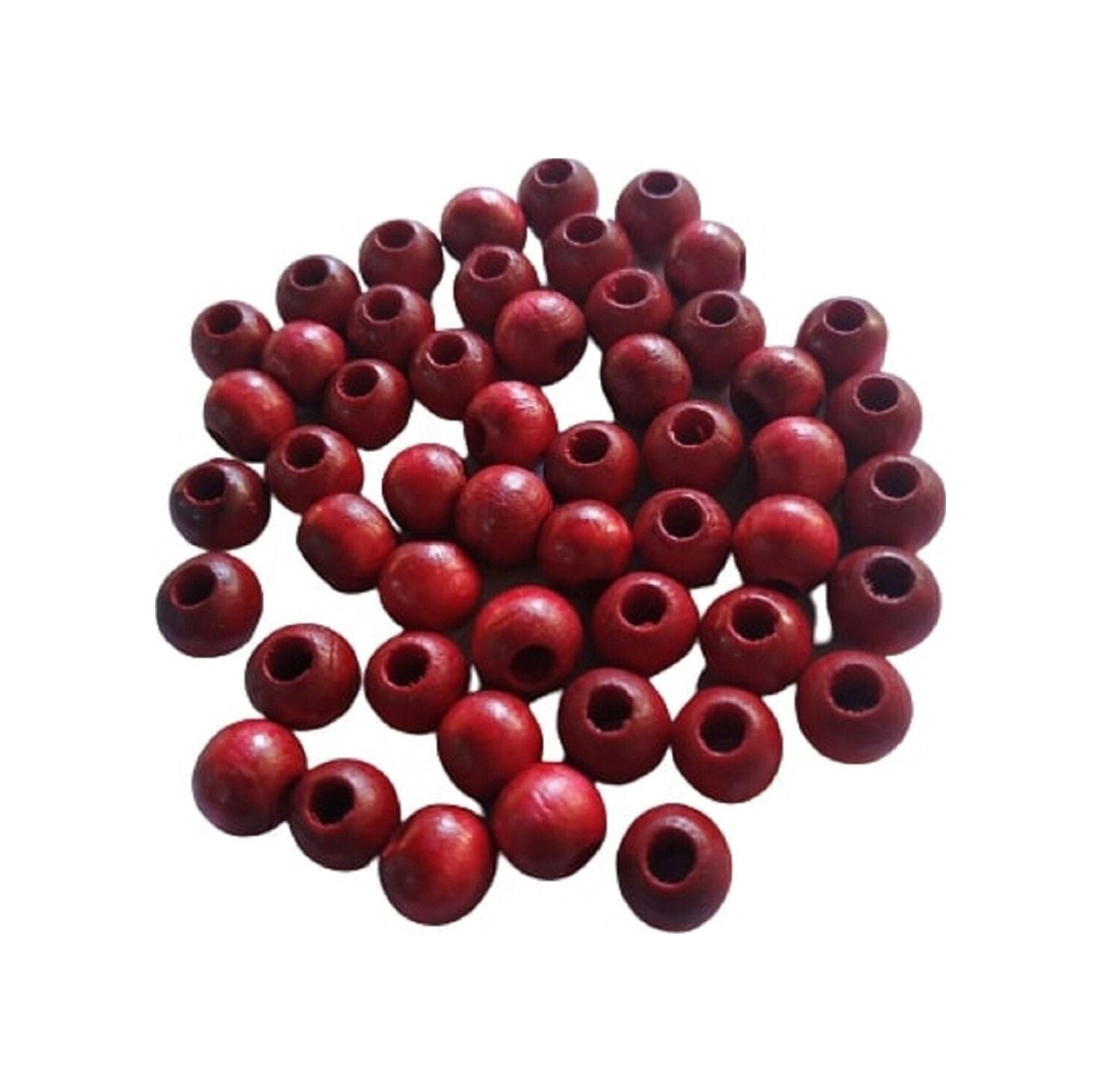 10 Mm Kırmızı Renk Ahşap Boncuk - 50 Gram Ort 110 - 150 Adet