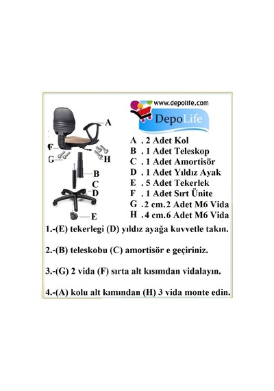 Depolife Ofis Büro Çalışma Sandalyesi Müdür Şef Koltuğu