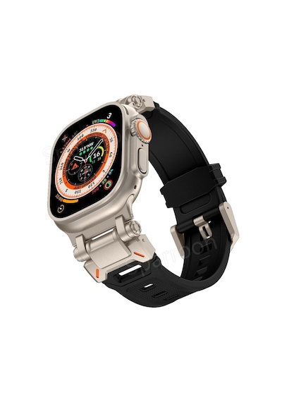 Apple Uyumlu  Watch  42mm 44mm 45mm 49mm Titanyum Metal Bağlantı Kitli Silikon Kordon 101