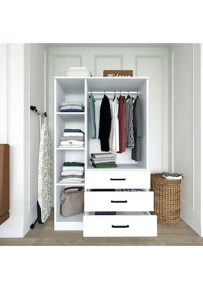 Easy Mat Beyaz 3 Kapılı 3 Çekmeceli Çok Amaçlı Elbise Dolabı Beyaz