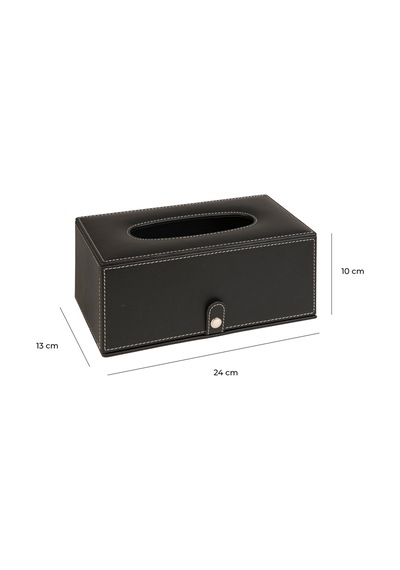 2k Premium Tasarım Vegan Deri Mendil Ve Peçete Kutusu Maksi Boy Peçetelik Ofis Ev Hediyelik Masa Üstü Aksesuar 24x13x10 Cm. Siyah