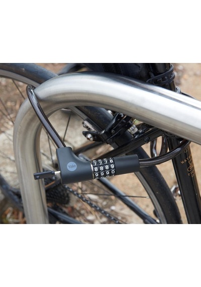 Yale Essential Kablolu Bisiklet Kilidi 1000mm Şifreli Ve Anahtarlı Ycc0121002 Gri - Siyah