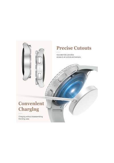 Samsung Galaxy Uyumlu Watch 8 40mm Tek Sıra Taşlı Kasa Koruyucu Ekran Koruyucusuz Teksıra
