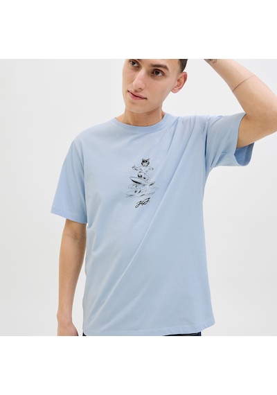 Jack & Jones Jack&jones Relax Erkek Mavi Bisiklet Yaka Tişört Mavi