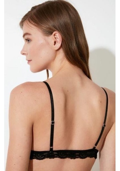 Deep Secret Çiçekli Yakaları Siyah Dantelli Bralet Ds200475br 001