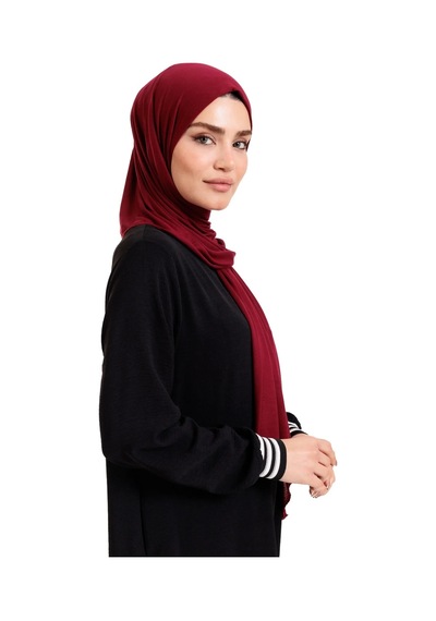 Bordo Likralı Penye Şal