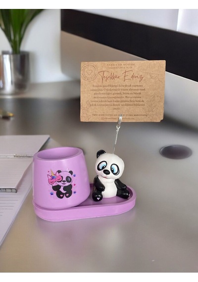 Panda Not - Fotoğraf Tutuculu Kalemlik Saksı Seti Lila