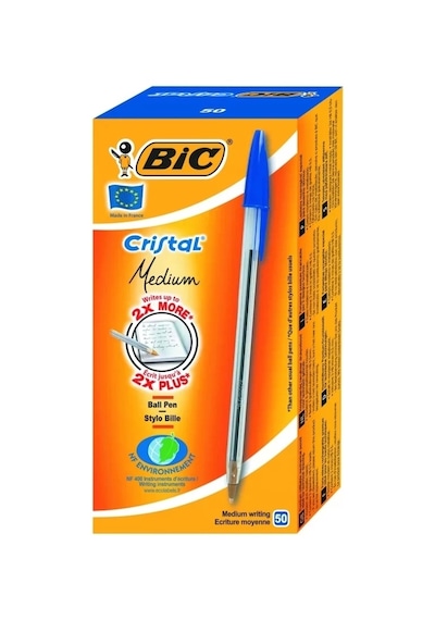 Bic Cristal Medium Mavi Tükenmez Kalem (50 li Kutu)