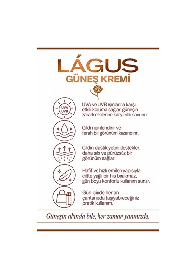 Lágus UVA/UVB Suya Dayanıklı Koruyucu Bakım Güneş Kremi SPF50+ 50 ML
