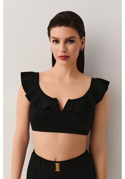 Suwen Volanlı Bralet Bikini Üst Sbn26400012 Siyah