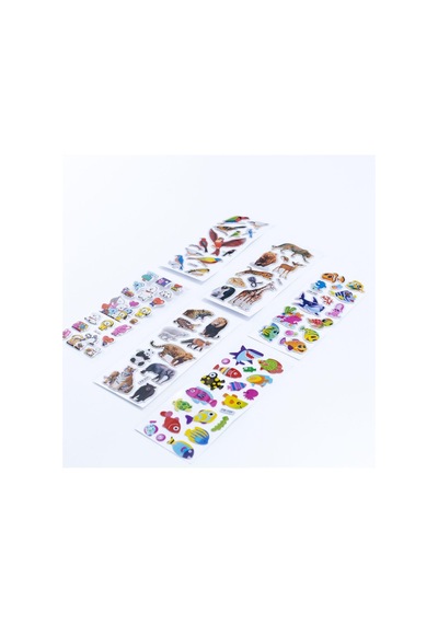 Bimotif 6 Adet Kabartmalı Yapışkan Sticker, Hayvanlar Alemi Genel