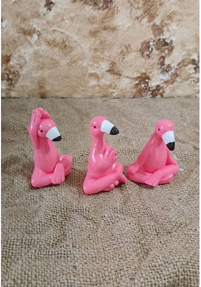 El Yapımı Flamingo Biblo Seti,3'lü Yoga Yapan Filamingo Biblo Seti.