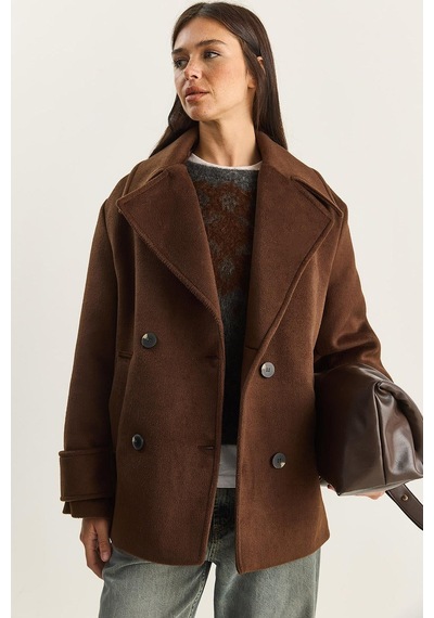 Shade Kadın Kruvaze Yaka Astarlı Kısa Oversize Kaşe Kaban 3508 60283850 - Acı Kahve Kahverengi Shade Kadın Kruvaze Yaka Astarlı Kısa Oversize Kaşe Kaban 3508 60283850 - Acı Kahve Kahverengi