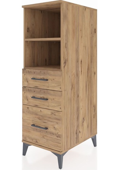 Kronos Dolap 2 Raflı 3 Çekmeceli 44x59x134 Çam-çam Atlas Çam