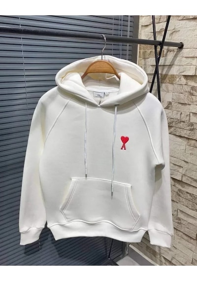 Tua Moda Unisex Kapşonlu Baskılı Sweetshirt - Beyaz Beyaz
