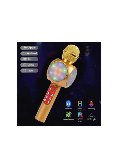 Karaoke Mikrofon , Bluetooth Özellikli Çocuk Mikrofonu Karaoke Işıklı Mikrofon Çok Renkli