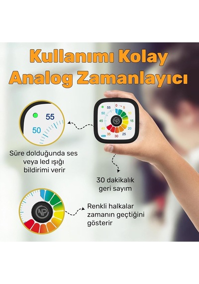 Npo Mutfak,ders,yemek İçin 60dk Analog Alarm Zamanlayıcı,pomodoro Öğrenci Motivasyon Saati Kırmızı