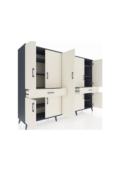 Hyperion Dolap 12 Raflı 2 Çekmeceli 8 Kapaklı 220x44x163 Antrasit Antrasit-aytaşı Hyperion Dolap 12 Raflı 2 Çekmeceli 8 Kapaklı 220x44x163 Antrasit Antrasit-aytaşı